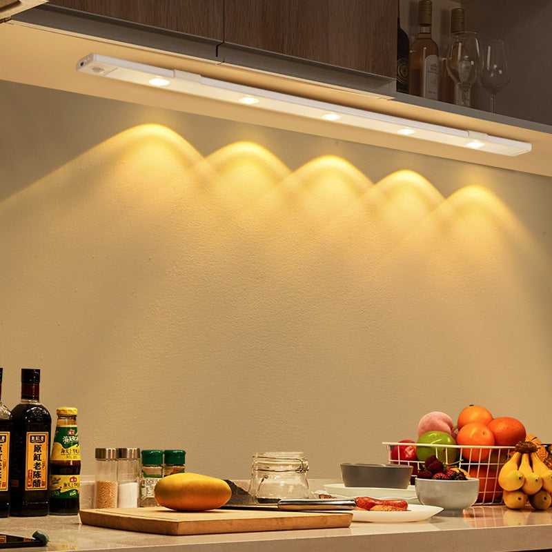 Intelligent Led Human Body Induction Lamp Ultra-thin Double Layer Cat's Eye Hill Light Bar Rechargeable Self-adhesive Wardrobe Wine Cabinet Cabinet