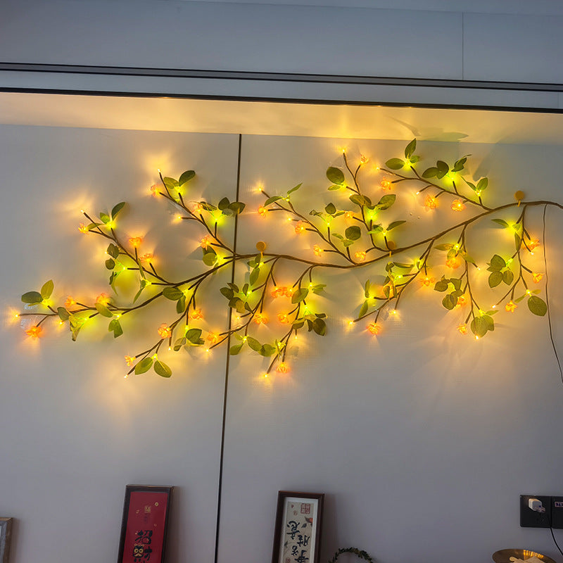 Led Rattan Lamp Bendable Shape Butterfly Flowers Leaves Interior Decoration Wall Layout Romantic Atmosphere Light