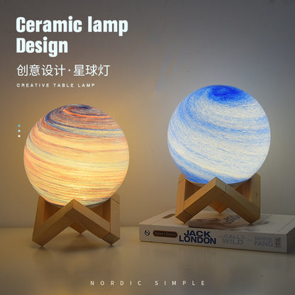 Nordic Table Lamp Bedroom Sleep Atmosphere Lamp Bedside Lamp Glass Night Lamp Starry Light Moon Lamp Planet Lamp Gift