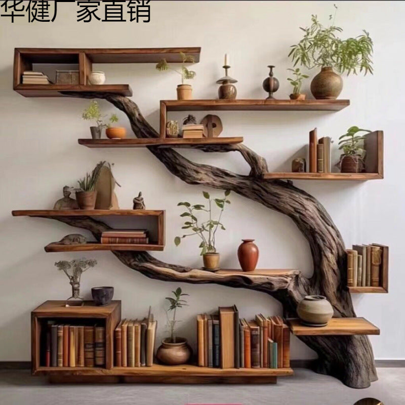 Gui-style Camphor Wood Solid Wood Antique Rack Tea Display Cabinet Storage Cabinet Log Duobao Pavilion Storage Rack Storage Rack