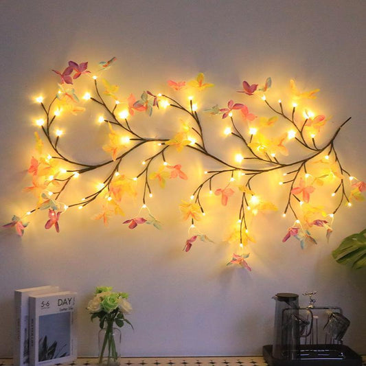 Led Rattan Lamp Bendable Shape Butterfly Flowers Leaves Interior Decoration Wall Layout Romantic Atmosphere Light